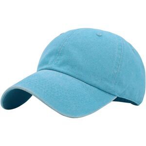 Unisex Clear Blue Pigment Dyed 100% Cotton Adjustable Classic Baseball Plain Hat